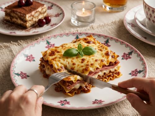 Image of Bodhi House Premium Porcelain Dinner Set 20 Pieces Serving for 6 | Pink Blossom Floral Design | Microwave & Dishwasher Safe | Crockery Set | Dinnerware Set for Home, Dining, Kitchen & Gifting