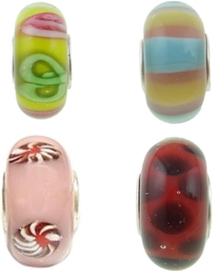 Timeline Treasures Lampwork Glass Charms for European Bead Bracelets Girls Candy Colors