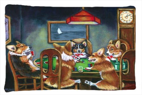 Miniatura 3 de Caroline's Treasures 7416PILLOWCASE Corgi Playing Poker Funda de almohada de tela estándar, ligera, súper suave, fácil de cuidar, decorativa, funda