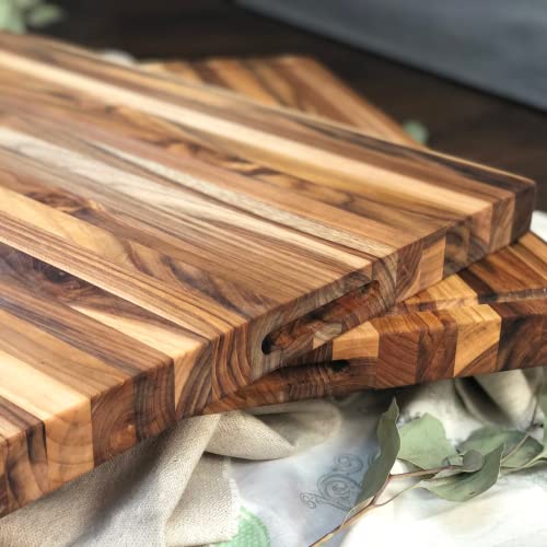 Xxx-Large Edge-Grain Teak Wood Cutting Board, [24"L X 18"W X 1.5"T] Juice Groove, Reversible, Built-In Hand Grips By Shumaru California #TOP3