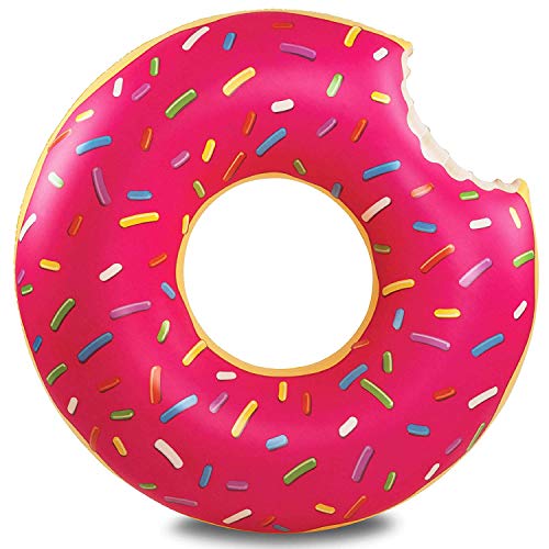 ECOiNVA Giant Donut Inflatable Pool Float Rafts Tube Ring Pink Frosting with Sprinkles (120)