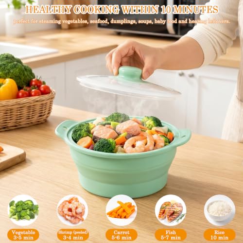 Vaporizador de silicona para microondas y estante de vapor para verduras 7