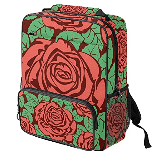 Sac à dos ordinateur portable avec imprimé rose rouge pour le travail et les loisirs