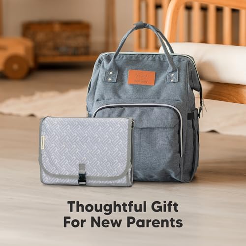 KeaBabies Portable Diaper Changing Pad - Large Waterproof Baby Changing Mat, Compact Travel Diaper Clutch, Functional Pockets Fit Newborn Essentials, Wipeable & Padded Baby Changer (Prairie)