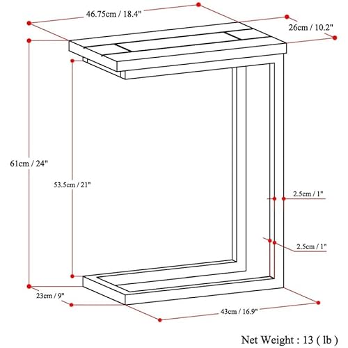 Simplihome Skyler Solid Mango Wood And Metal 18 Inch Wide Rectangle Industrial C Side Table In Dark Cognac Brown, Fully Assembled, For The Living Room And Bedroom #TOP2