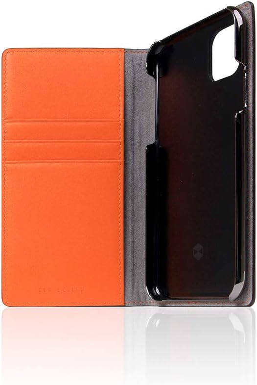 D5 Edition Belgian Fabric Wallet Case for iPhone 11 Pro - Handcrafted Diary Style with Card Holders and Side Cash Pocket, Gift Box Included (Orange)