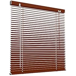 Persianas Aluminio Color Madera Victoria M. Persiana de Aluminio, Veneciana Fijación sin Taladrar, Incluye Clips de Sujeción Klemmfix, 120 x 220 cm, Marrón Oscuro