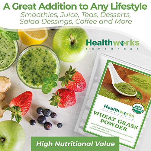 Healthworks Wheatgrass Powder (8 Ounces) | Raw & Organic | Keto, Vegan & Non-GMO | Fiber Support | Rich in Chlorophyll & Antioxidant | Great Plant Protein Source