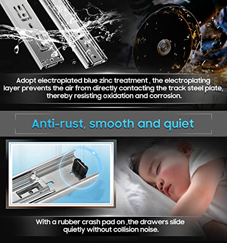 Yenuo Full Extension Drawer Slides Side Mount 10 12 14 16 18 20 22 24 Inch Ball Bearing Metal Rails Track Guide Glides Runners Heavy Duty 100 Pound Load Capacity 1 5 10 Pairs (1 Pair-White, 16 Inch) #TOP4