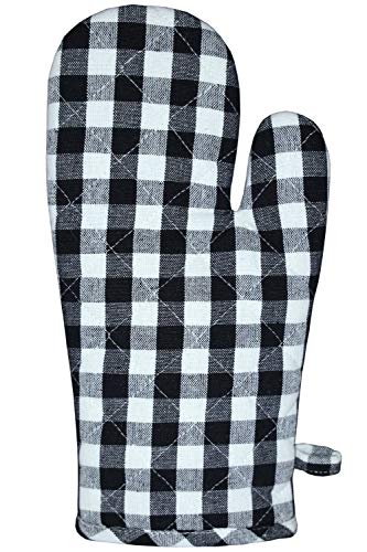Image of Raksha - 100% Cotton Oven Gloves (Pack of 2,Black and White Checked)