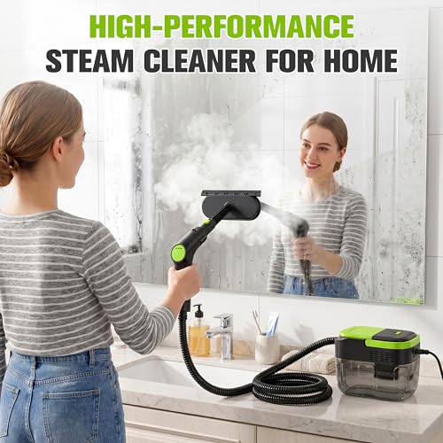 Hakosci 1500W Portable Steam Cleaner,10s Heat-Up,3-Level Adjustable Handle, 1.69 Quarts Large Tank,11 Pcs Accessories, Heavy Duty Steamer for Home Dirt, Grout, Floor, Grease,and Car Detailing — view 5