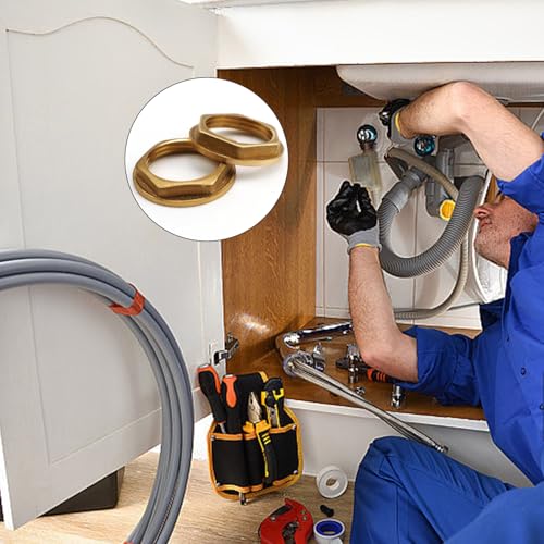 LERANXIN 6 Stück Flansch Sechskantmutter, G3/4 Flansch Innengewinde Messing Sechskantmutter, 3/4 Zoll Flanschmuttern für Badezimmer Waschbecken Sanitär Armaturen Zubehör