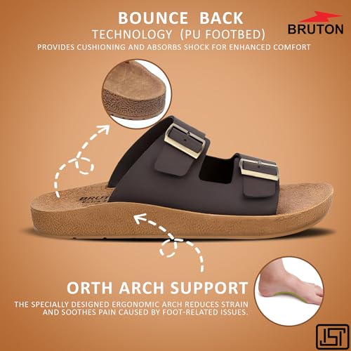 Image of BRUTON Stylish Men's Slippers | Comfortable, Lightweight & Anti-Skid | PU Material Casual Footwear for Office & Daily Use