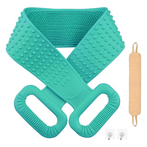 ColorBerry2Pack Lengthen Silicone Back Scrubber for Shower, Exfoliating Silicone Body Scrubber, Silicone Body Brush, Deep Cleaning, Excellent Forming, Environmental, Long Service Life for Women & Men