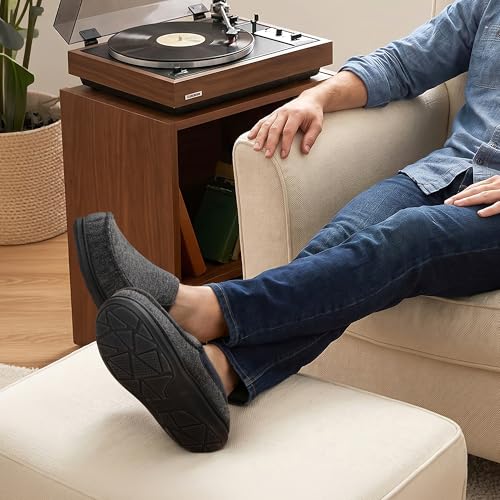 Image of ULTRAIDEAS Men's Moc-Toe Slippers Loafer House Shoes Indoor Outdoor Memory Foam with Breathable&Warm Knit Upper