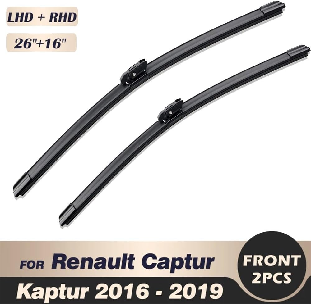 Wiper Front Wiper Blades Compatible with Renault Captur Kaptur 2016-2019 Windshield Windscreen Window Car Rain Brushes 26"+16"
