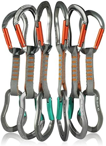 Fusion Climb 6-Pack 11cm Quickdraw Set with Techno Zoom Orange Straight Gate Carabiner/Techno Zoom Green Bent Gate Carabiner, Orange/Green, 1 x 2.5 x 10.8