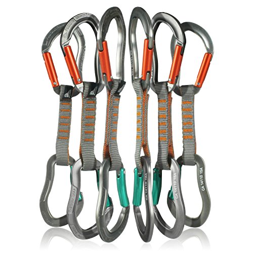 Fusion Climb 6-Pack 11Cm Quickdraw Set With Techno Zoom Orange Straight Gate Carabiner/Techno Zoom Green Bent Gate Carabiner, Orange/Green, 1 X 2.5 X 10.8 #TOP22