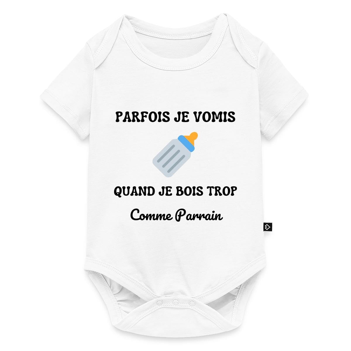 Je Vomis Quand Je Bois Trop Comme Parrain Body Manches Courtes Bébé Bio