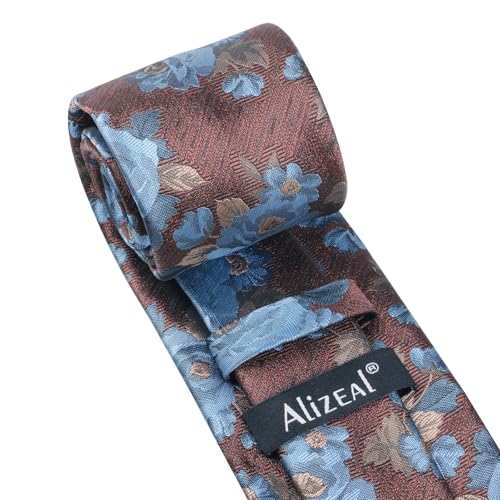 Image of Alizeal Mens 3.15'' Colorful Flower Pattern and handkerchief Necktie Set