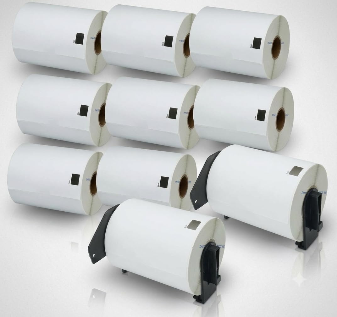 10 etichette autoadesive (103 mm x 164 mm, adatte per Brother QL-1050, QL-1050N, QL-1060N, QL-1100, QL-1110NWB) nero su bianco (carta) 2 supporti (1800 etichette)