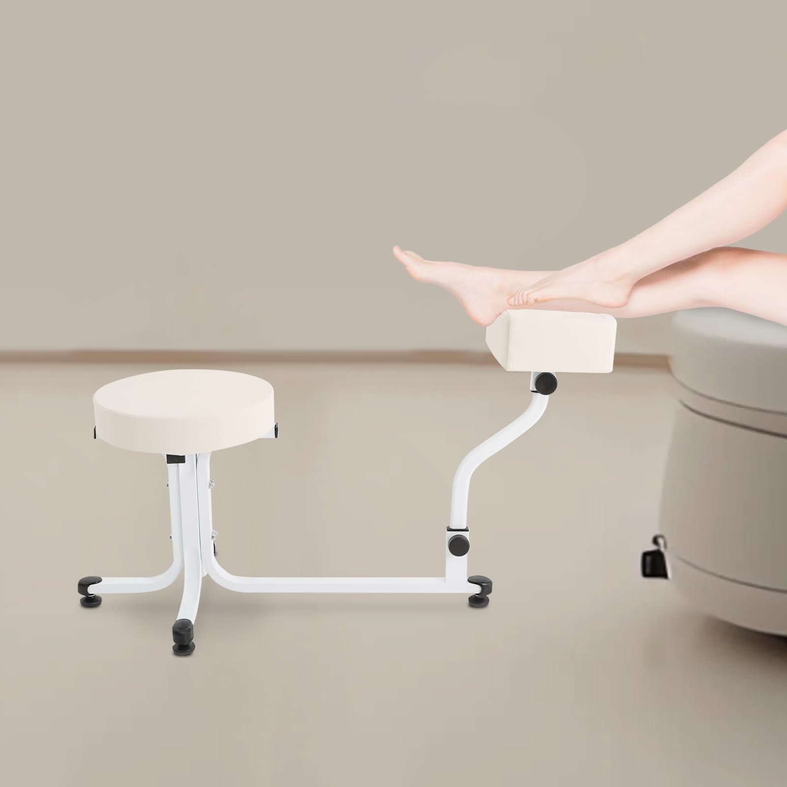 Silla para el cuidado de los pies, 2 en 1 con reposapiés, almohadilla de PVC ajustable, reposapiés, soporte para uñas, spa de belleza, salón de belleza, estudio, suministros de equipo, hasta
