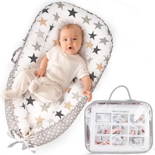 Image of Baby Lounger - Breathable & Soft Baby Lounger for Newborn 0-24 Months, Soft Portable Baby Lounger Pillow, Newborn Babies Essentials, Snuggle Lounger Me