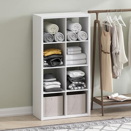 Image of Furinno Cubic Extra Thick 8-Cube Closet Organizers and Storage, White | 14.6 x 30 x 58 in, Open Shelf Closet Storage, Closet Organizer, for Wardrobe, Bedroom, Living Room