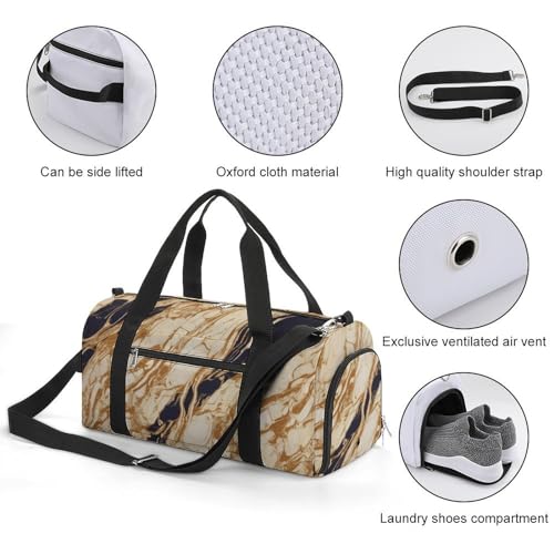 Sac de gym imprimé marbre élégant avec compartiments pratiques - 3