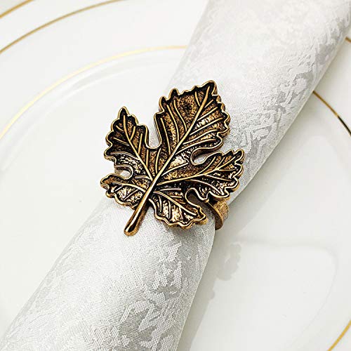 STMK Set of 6 Maple Leaf Napkin Rings, Fall Napkin Rings, Vintage Alloy Napkin Holder for Fall Thanksgiving Day Fall Theme Party Autumn Table Decoration (6) - Thumbnail 3