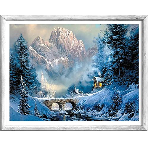 Cadeau DIY Idéal : Grand Kit de Diamond Painting Montagne Enneigée pour Passionnés d'Artisanat