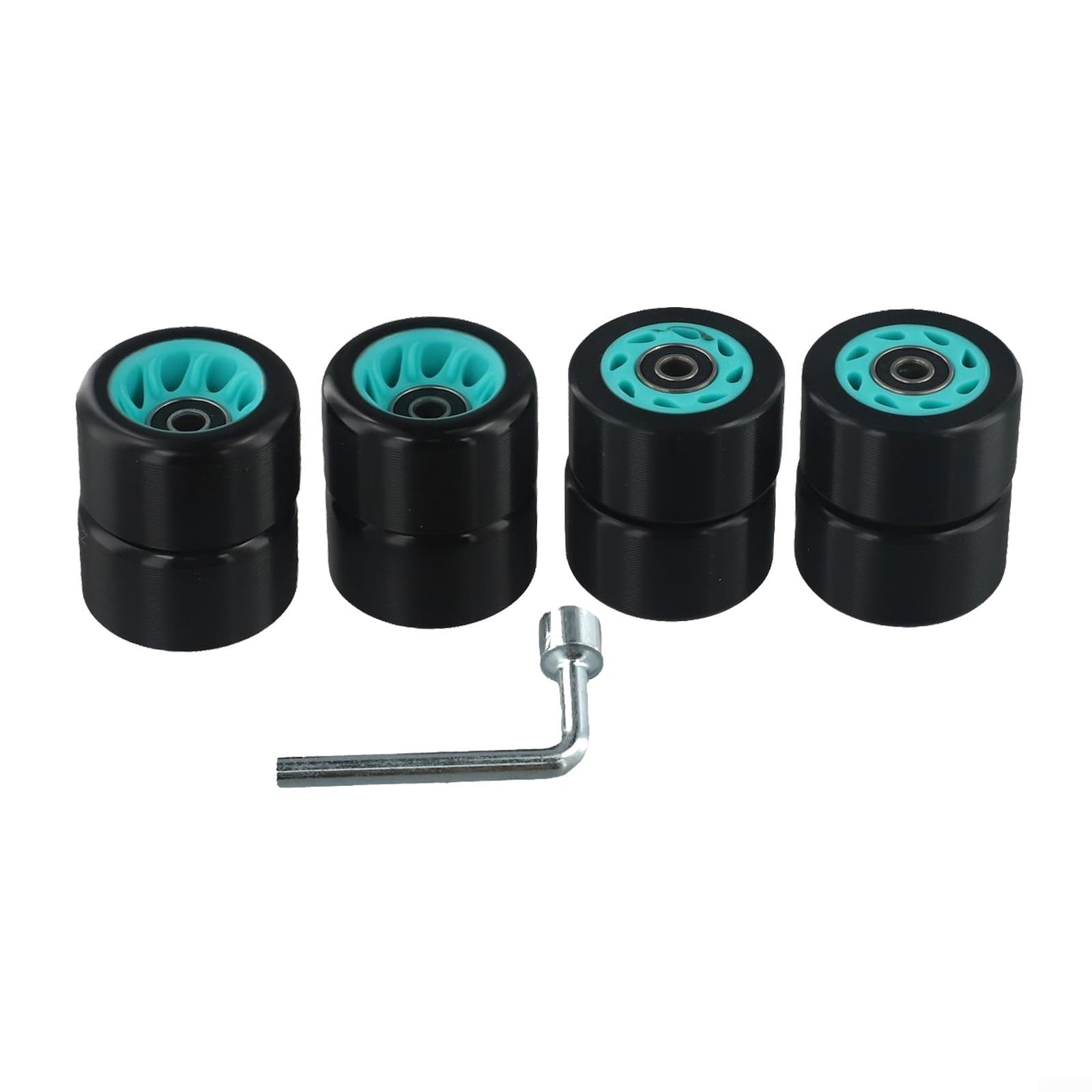 Lot de 8 roues de patins à roulettes pour skateboard à double rangée et quad avec matériau PU et roulements en acier au carbone, adaptées pour les surfaces asphaltées et de parc (noir (bleu (88A))