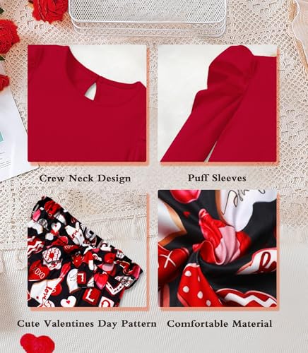 Image of MIGU Toddler Girl Clothes,Girls Fashion Clothes Puff Sleeves Shirt Pants Headband 3Pcs Girls Gifts Sets