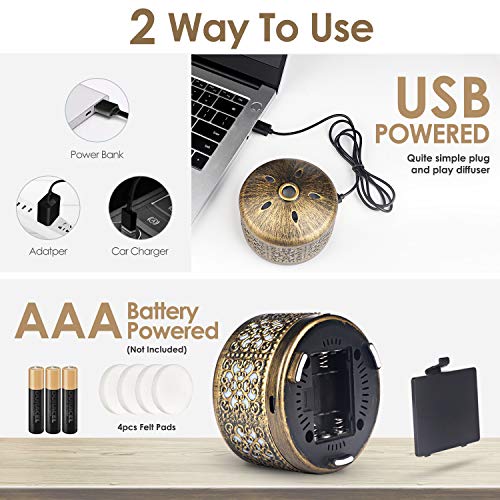 Mini Cordless Essential Oil Diffuser, Wireless Metal Diffusers for Essential Oils, Portable Aromatherapy Diffuser with Battery Operated & USB Charge, Diffuser for Car, Bedroom, Bathroom - Image 3