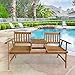 FDW Outdoor Patio Bench Wood Garden Bench Park Bench Acacia Wood with Table for Pool Beach Backyard Balcony Porch Deck Garden Wooden Furniture