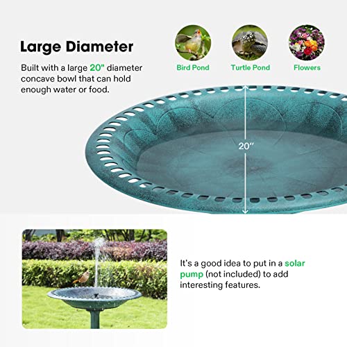 VIVOSUN 28” Bird Bath, Polyresin Lightweight Antique Outdoor Garden Bird Bath for Outdoors, Gardens, Patio, Yard, Deck, Green
