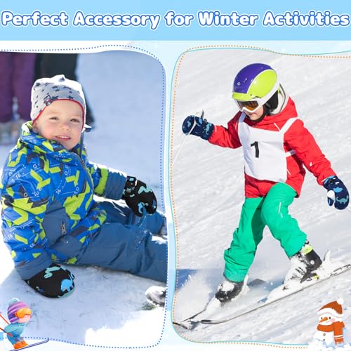 Olreco Toddler Mittens Waterproof Toddler Snow Gloves Baby Mittens Winter Infant Mittens Boys Girls Ski Gloves Kids Mittens3