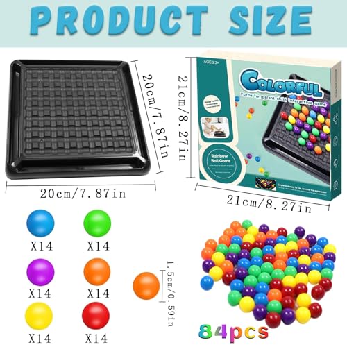 Juego de tablero de ajedrez intelectual doble, 84 bolas de juego de mesa, bola de arco iris eliminación, juego de mesa de ajedrez, juego de estrategia, juego de tablero de ajedrez, bolas de colores - imagen 2