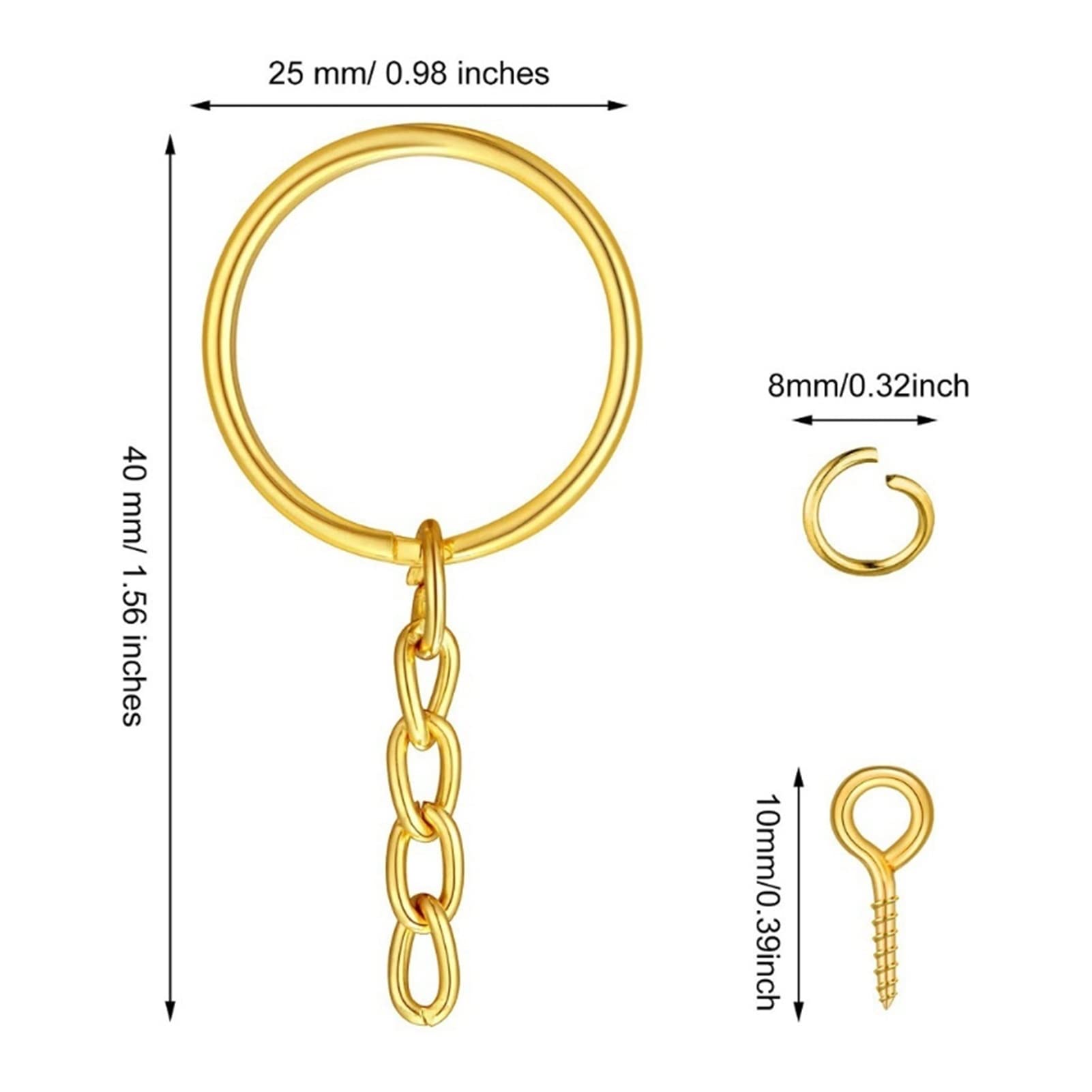 yaoqijie 210 Teile/Satz Split schlüsselringe Bulk mit Kette 25mm offene Ringe Schraube Auge pins Kits for DIY. Handwerksschmuck Schmuck, der 7 Farben Macht Lasting (Color Shown)