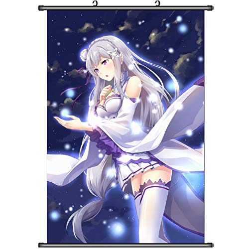 MXDZA Japanese Anime Re Zero kara Hajimeru Isekai Seikatsu Emilia Rem Fabric Painting Anime Home Decor Wall Scroll Posters for decorative 40x60CM