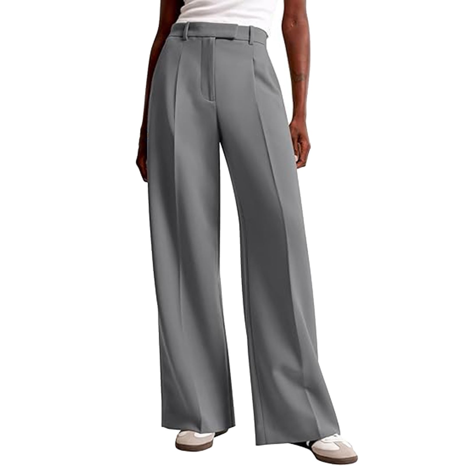 Pantalon de travail élégant taille haute coupe ample chic - 5