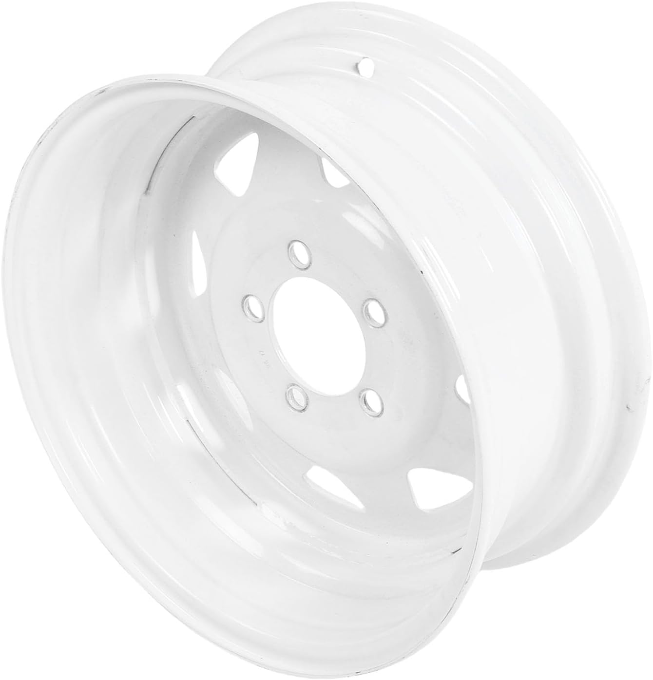 Keenso 15 Inch Trailer Wheel Rim, Heavy Duty Steel 15x6 5 Lug White Paint 1280kg Load Capacity, with 4.5in Circle for Multi Purpose Cargo and Boat Trailers