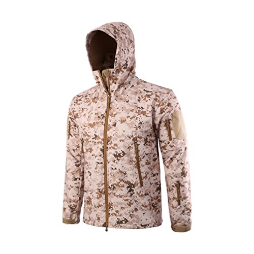 YuanDian herr taktisk softshell fleecejacke kamouflage militär huvtröja utomhus vandring camping varm innerfoder vindtät vattentät jacka jacka skidjacka