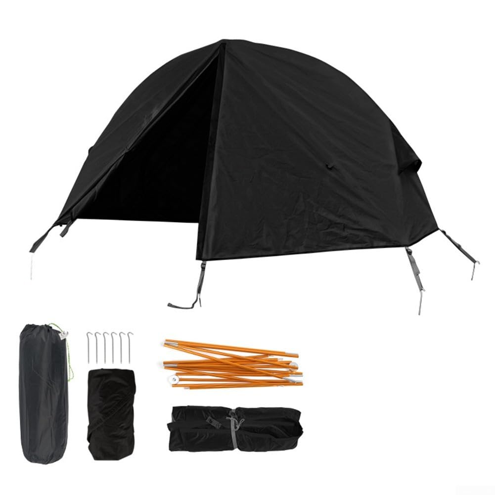 2-lagiges, wasserdichtes Camping-Schlafbett, erhöhter Outdoor-Unterschlupf mit Netz-Innenseite für Wandern, Rucksackreisen, leichte Stangen aus Aluminiumlegierung, einfacher Aufbau, 200 x