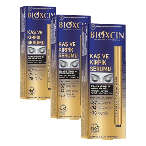Kaş ve Kirpik Serumu; BioComplex B11, Hyaluronik Asit, Hint Yağı ve Peptit İçerikli, Gürleştirici ve Uzatıcı Etki, 10 ml (3 paketi)
