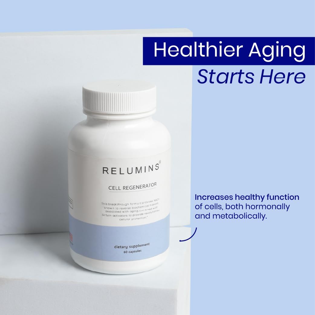 Relumins NAD+ Supplement with Nicotinamide Riboside, Resveratrol, Quercetin, Fisetin & Curcumin – Focus, Vitality, Energy, Balance & Daily Wellness Support – 60 Vegan Capsules
