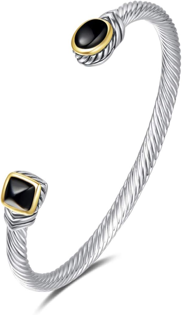 Jewel Bracelet Designer Brand Inspired Women Jewelry 4.5mm Thin Twisted Cable Wire Bangle Gem Stone Christmas Day Gift