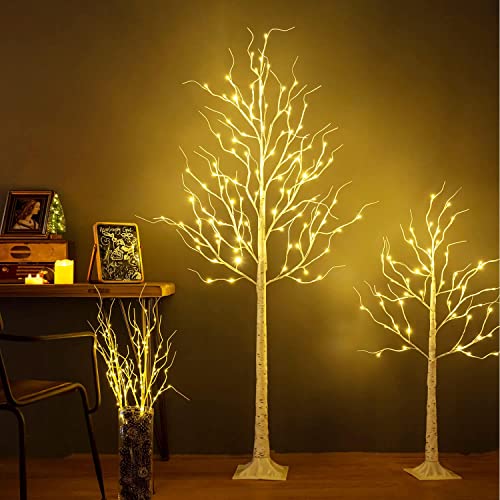 Zhouduidui Lighted Birch Tree, 4Ft 48Led Easter Tree Birch Tree Lights,Artificial Twig Tree Light 9Modes Timer For Indoor Outdoor Easter Decor Christmas Home Party Wedding Decor,Warm & Cool White #TOP7