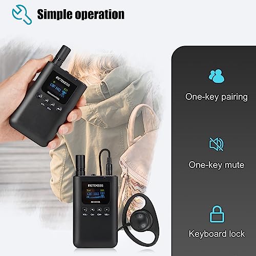 Sistema de guía turística Retekess TT125, micrófono y altavoz para viajes, iglesias y fábricas, batería recargable con 100 horas de duración, frecuencia 2.4 GHz, 1 transmisor y 5 receptores, incluye cargador USB miniatura 3