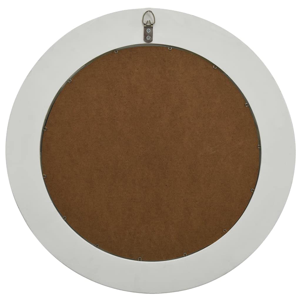 Lustro ścienne w stylu barokowym, 50 cm, białe, antyczny wygląd, lustro z drewnianą ramą i zdobionym barokowym wzorem, ścięte krawędzie, łącznie z zamontowanym hakiem do natychmiastowego